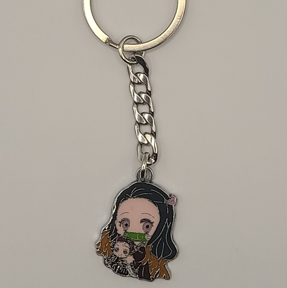 Anime Character Keychain with Silver Chain